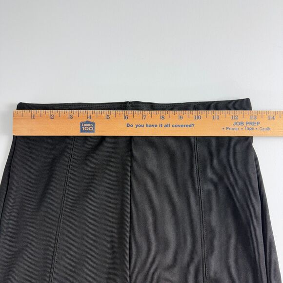 Stradivarius Black Ribbed Pull On Pants Front Split Polyester Elastane Women's M - Picture 6 of 10